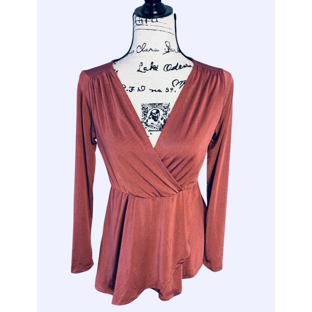 ASOS Rust Wrap Style Long Sleeve Blouse Size 8